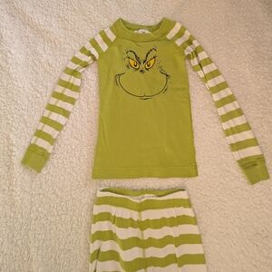 Hanna Andersson Green and White Striped Kids Pajama Set